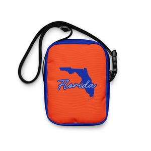 Florida State crossbodytas oranje blauwe alligators kleuren kaartoverzicht Sunshine State Pride schoudertas dagelijks dragen fan cadeau