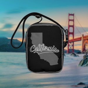 California Crossbody Bag: Grey & Black State Map - Golden State Pride