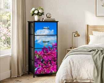 Floral Bougainvillea 4-Drawer Dresser: Nature Photography Storage Chest