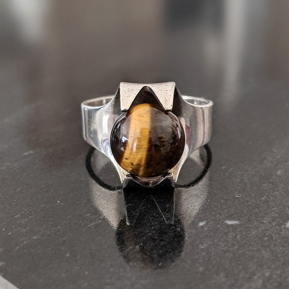 Modernist Tigers Eye Ring by Kultaseppa Salovaara… - image 1