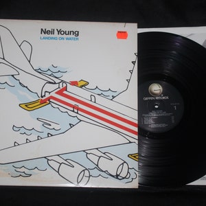 Neil Young &quot;Landing On Water&quot; LP 1986 1st Press Geffen GHS-24109 Near Mint