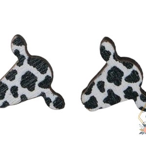 Cow Head Print Stud Earrings