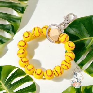 Softball Stretch Bracelet Keyring Holder