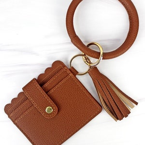 Keychain Wallet | Wristlet | Bangle | Bracelet | ID Card Holder | Purse | Key Chain with Leather Tassel | Bangle Key Ring | FREE SHIPPING