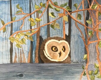 Barn Owl Beauty, Original, Watercolor, Beulah Witt, Bedford, Va