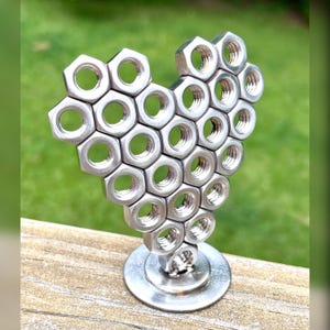 Welded lovers heart sculture! Scrap metal stainless steel upcycled artwork - perfect gift for your favorite person!