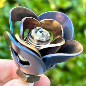 Spark Plug Rose With COLOR! Scrap Metal Flower Welded Upcycled Car ...