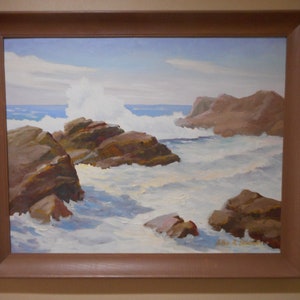 Vintage Ocean Wave Oil Painting: Signed Seascape Artwork, Framed (31x25)