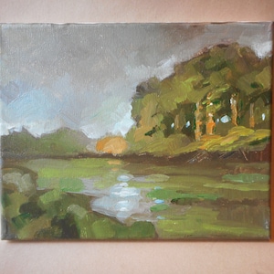 California Plein Air Impressionist Trees and River By Rod Norman Original Acrylic Painting