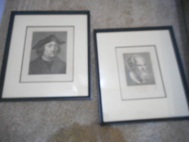 World Famous People Book Page Plate lithograph 1900/'s Original Artwork Pair