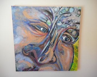 Vintage Tree Man Oil Painting: Abstract Face Art by Keegan