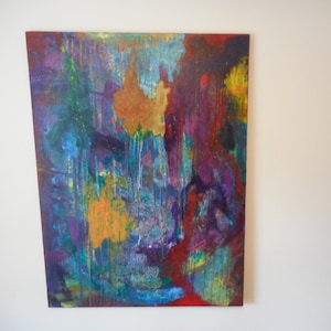 Color Abstract Landscape Mid Century Original Oil Painting
