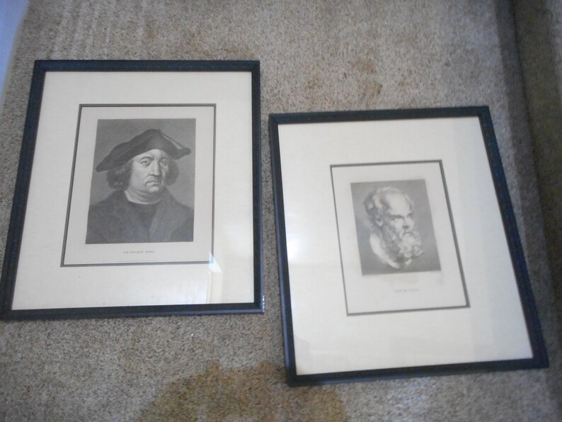 World Famous People Book Page Plate lithograph 1900/'s Original Artwork Pair