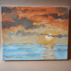 California Plein Air Impressionist Sunset Sea By Rod Norman Original Acrylic Painting