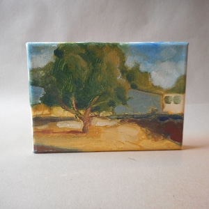 California Plein Air Impressionist Mid Century House and Tree By Rod Norman Original Acrylic Painting
