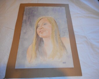 Female Young Lady Portrait Mid Century Original Artwork