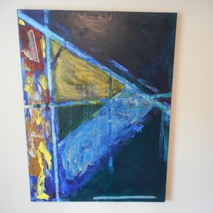 Color Abstract Landscape Mid Century Original Oil Painting