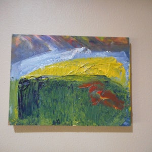 Abstract Mountains Mid Century Original Oil Painting