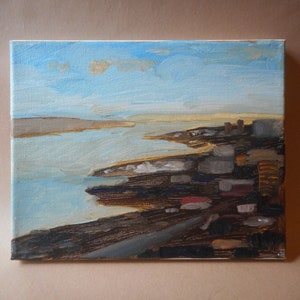 California Plein Air Impressionist Seaside Coastal Town By Rod Norman Original Acrylic Painting