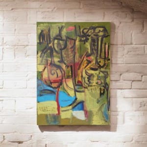 Color Abstract Landscape Mid Century Original Oil Painting