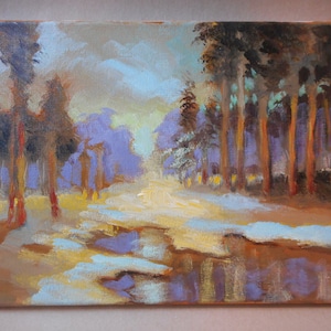 California Plein Air Serene Forrest and River Landscape By Rod Norman Original Acrylic Painting