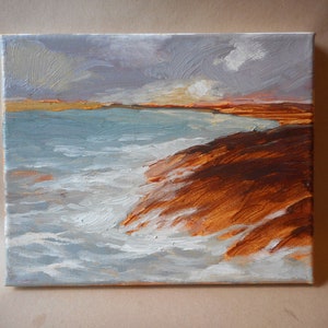 California Plein Air Impressionist Coastal Inlet Sea Waves  By Rod Norman Original Acrylic Painting