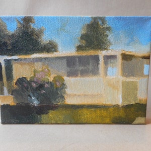 California Plein Air Impressionist Mid Century House By Rod Norman Original Acrylic Painting