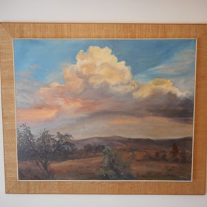 Clouds Over Valley at Sunset Mid Century Original Oil Painting - Stunning!