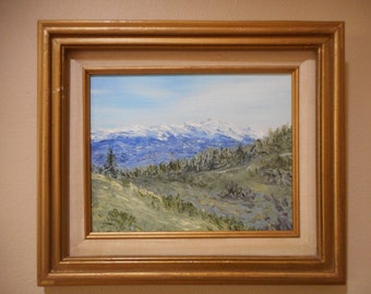 Vintage Original Cascades Mountains Impasto Mid Century Oil Painting Framed 15 x 13 Landscape Serene