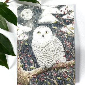 Postkarte Schneeeule mit Umschlag