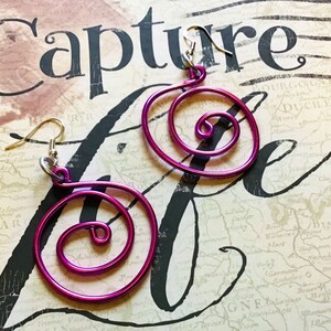Wire Wrapped Aluminum Swirl Earrings: Sterling Silver Ear Wire