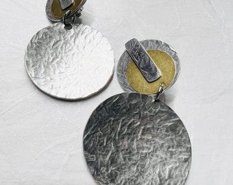 Clip-on earrings, circular dome, textured earrings, Graduation Gift Idea