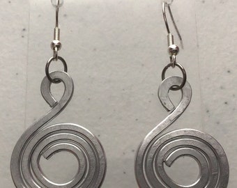 Small Aluminum Flat Hammered Closed Swirl Earrings, Gift for Her, Mother’s Day Gift Idea