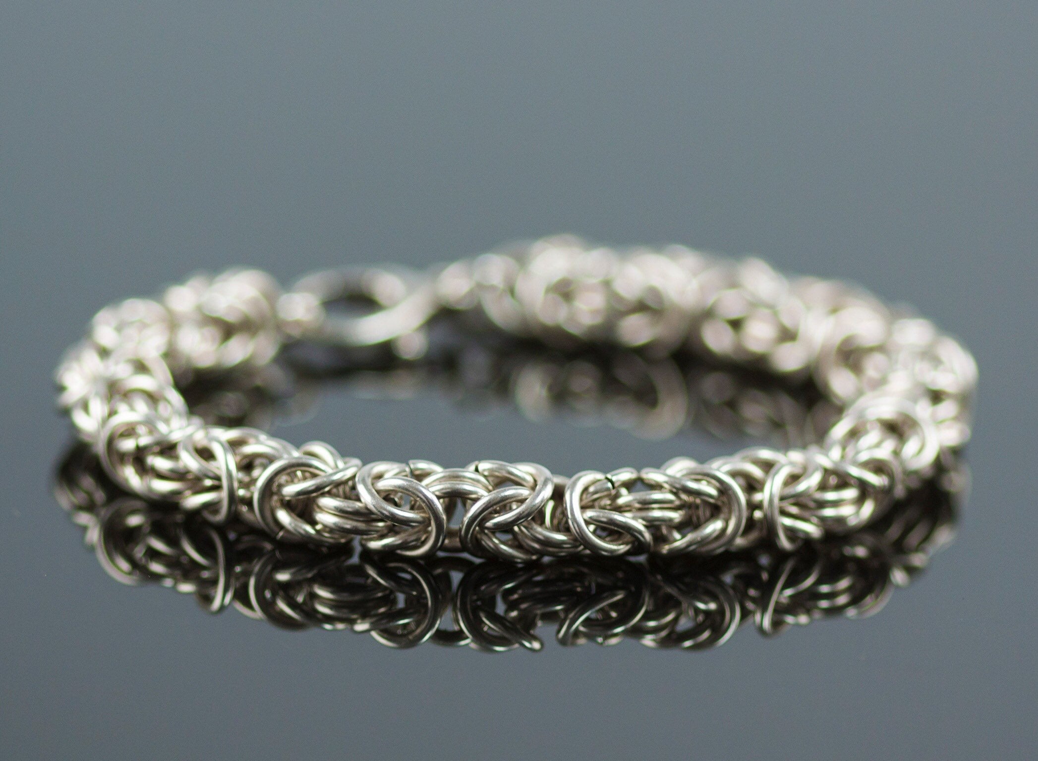 Uni-sex Handmade Sterling Silver Byzantine Bracelet