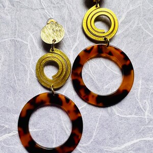 Clip-on Aluminum and Acrylic Hoop Earrings