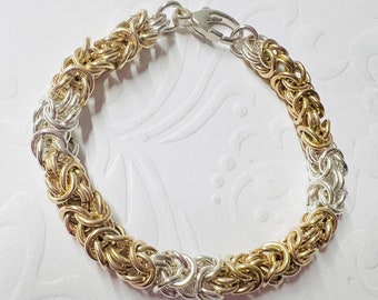 Handcrafted Sterling Silver an Gold Filled Byzantine Bracelet