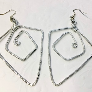 Silver Triangular Textured Aluminum Earrings