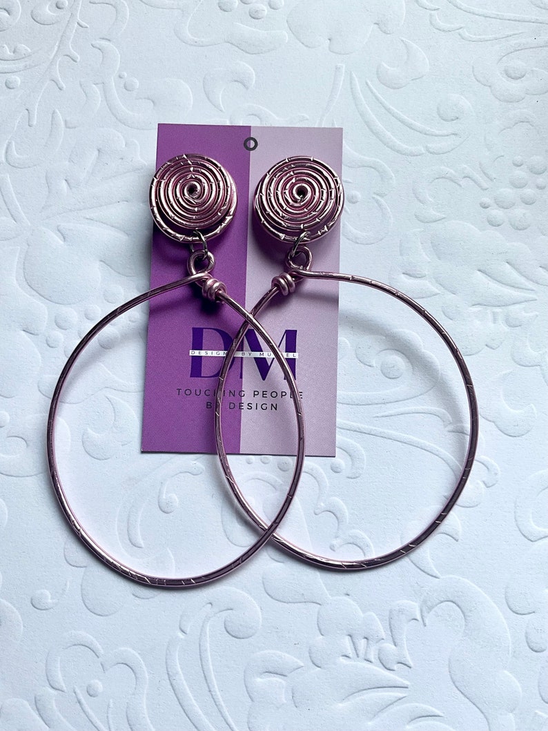 Reserved for Etsy Design Award 2023 Available for Purchase Clip-on Aluminum Textured Teardrop Hoop Earrings image 2