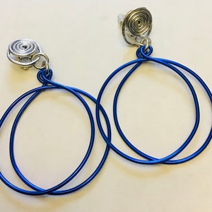 Blue Aluminum Double Hoop Clip-on Earrings: Zeta Phi Beta Gift