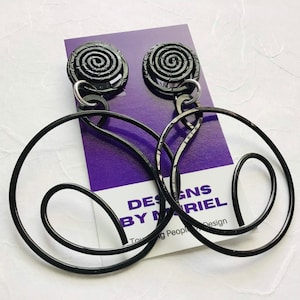 Clip-on Circle swirl, Flat Hammered Earrings, Graduation Day Gift Idea