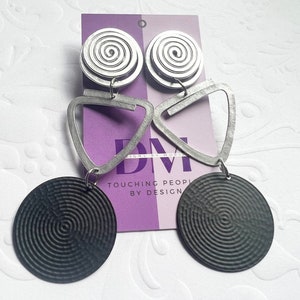 Clip-on Black Plated Brass with Perforated Holes and Matte Finished Aluminum Earrings