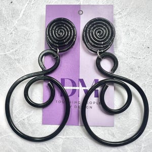 Hammered Black Aluminum Hoop Clip-on Earrings: 2-inch Handmade Rings