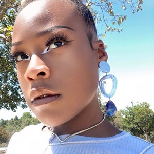 Aluminum Swirl Clip-on Earrings: Teardrop Acrylic Design Award Entry 2022
