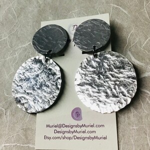 Clip-on Hammered Texture Aluminum Circle Earrings image 2