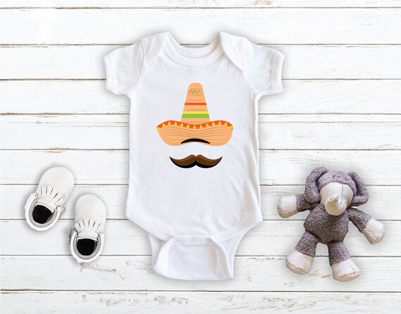Cute Mexican Sombrero and Mustache Baby Bodysuit Baby Boy