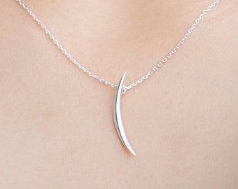 Gold Moon Necklace, Silver Moon Necklace, Dainty thin moon necklace, 2B