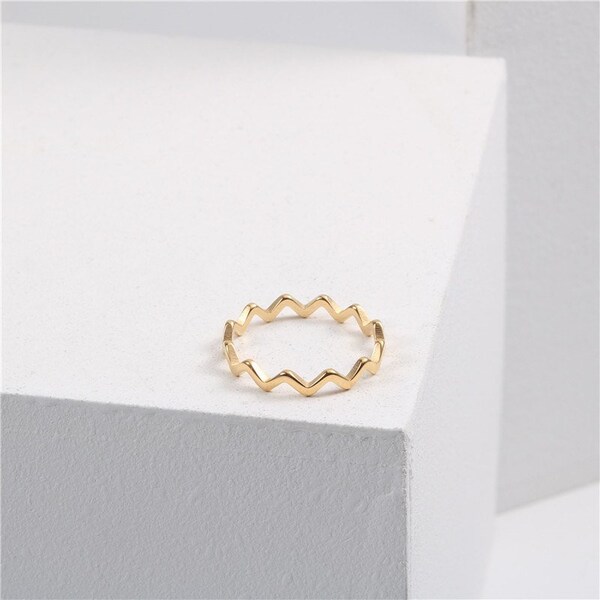 Curve Wave Ring, dainty gold ring, stackable ring, Ocean Wave Ring, Eternal Wave Ring, Surf Ring, Gift for her,3A