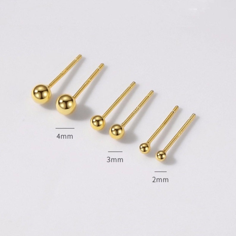 Ball Studs 925 Sterling Zilver, Tiny Gold Ball Studs, Sierlijke zwarte bal studs, eenvoudige zilveren stud oorbel, cadeau voor haar, kleine oorbel afbeelding 5