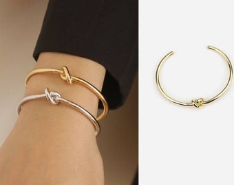 Gold Knot bangle | love Knot Adjustable bracelet | gold Knot cuff | Single Knot Bangle | Simple Bangle |Bridesmaid Gift