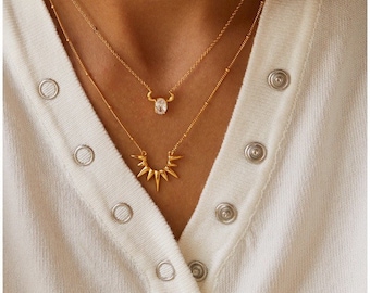 18K Gold plated Sun Necklace, Sunburst Pendant, Gold Sun Pendant Necklace, Gold Necklace, Celestial necklace, Gift for her, 1B